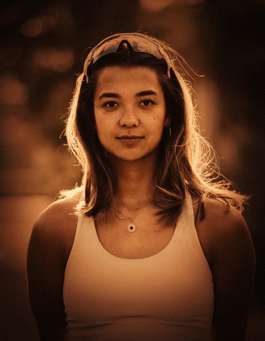 Regina Alfnes, writer and director, in warm firelight